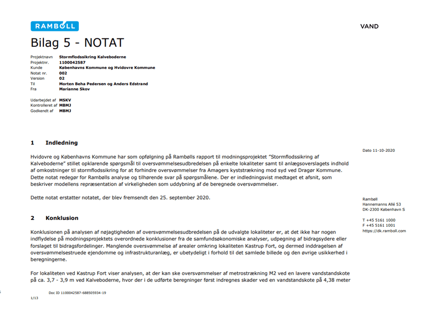 Stormflodssikring af Kalveboderne Bilag 5 notat