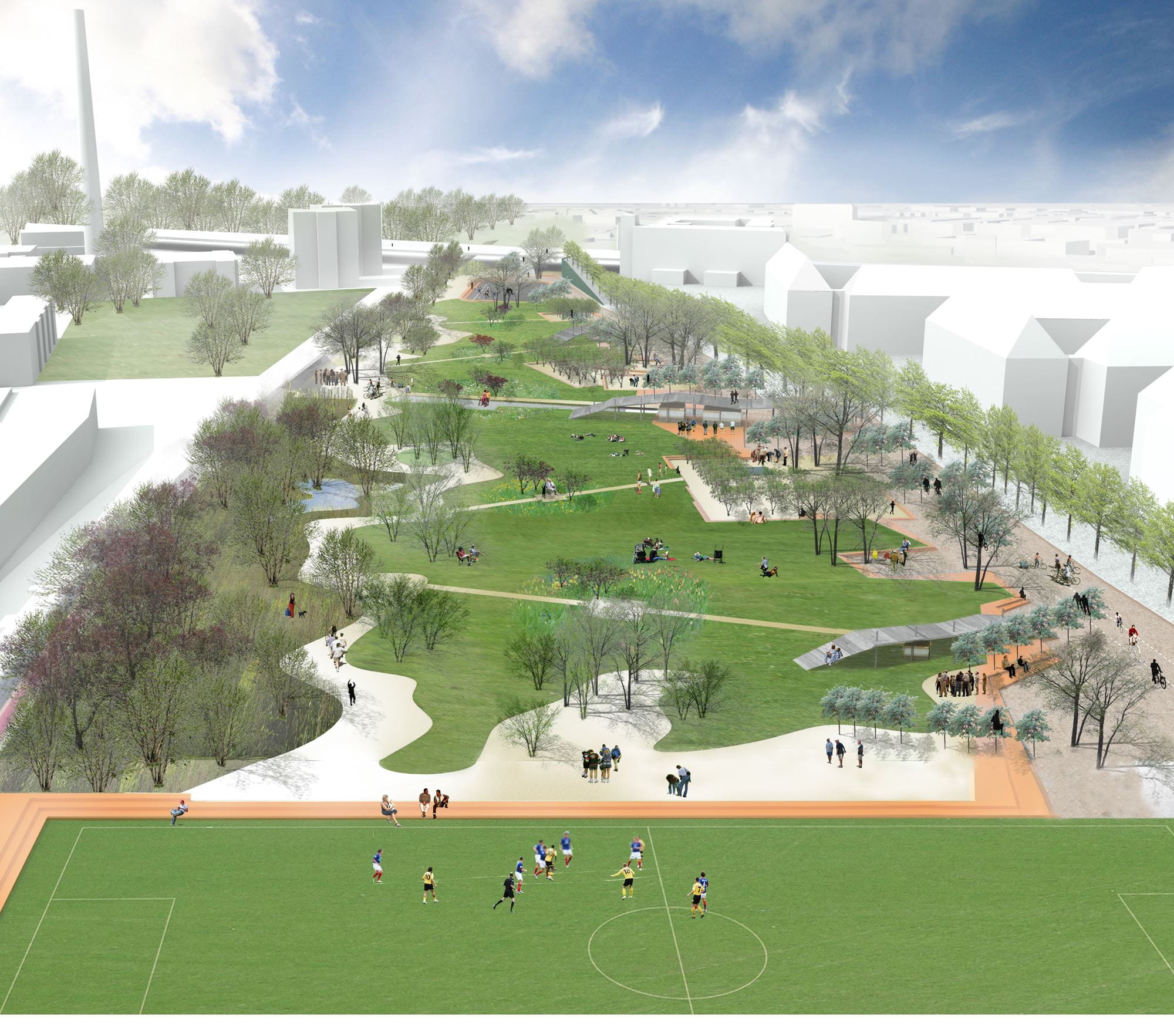Sådan kommer den nye folkepark på DSB-arealet på Nørrebro til at se ud.