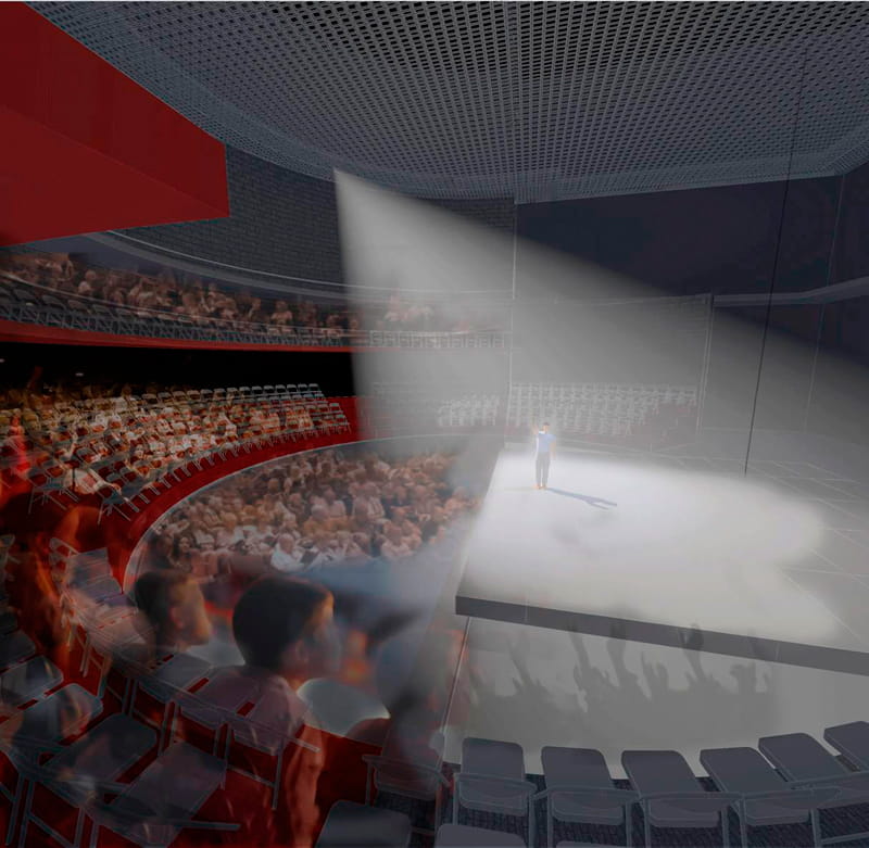 Visualisering af teatersalen.
