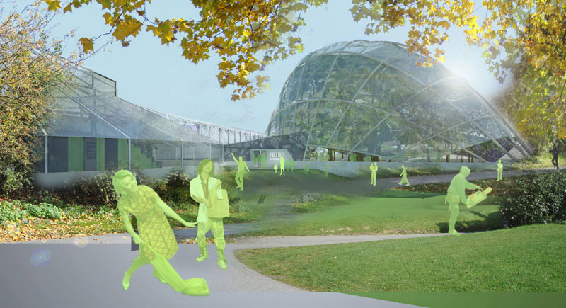 Palmehuset er amorft, transparent og transluscent og giver optimale vækstmuligheder for træer og planter.