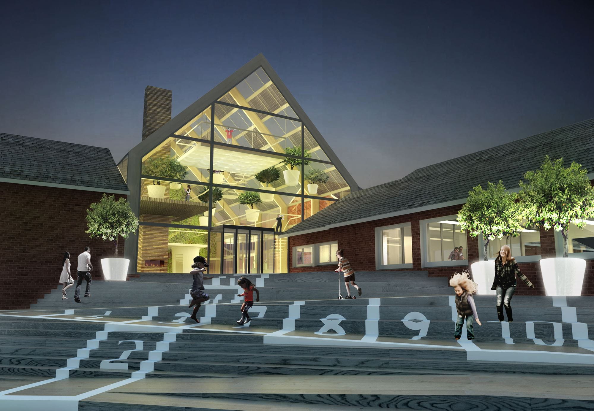 Halvdelen af den tidligere skolebygning, ca. 2.000 m2, kommer til at rumme Det Nye X-Hus, med moderne faciliteter til store og små møder for lokalområdets mange foreninger. Der skal være festlokaler, idræt, åbne værksteder, lokalhistorisk arkiv, som sammen med spændende udendørsfaciliter, skal understøtte X-Husets nøgleord – Kultur, Natur og Sundhed.  